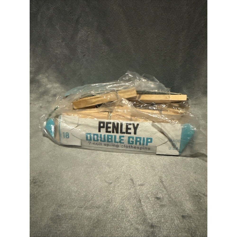 Vintage 1940s Penley 7-Coil Spring Clothespins Wood Made USA Double Grip 10 Ct